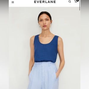Everlane, The Linen Scoop-Neck Tank, Marzarine Blue, Size 0. New with Tags!